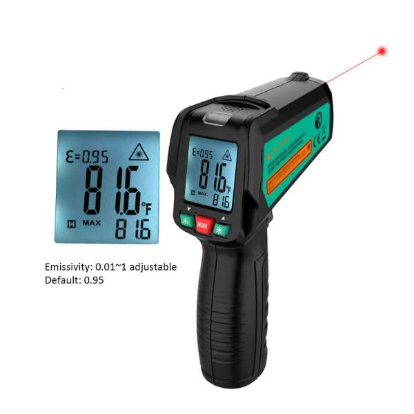 FUYI FY580c+IR Infrared Thermometer  Infrared Thermometer  Handheld Pyrometer Color LCD Display with Adjustable Alarm